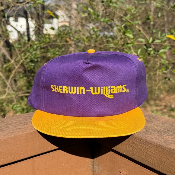 Vintage Sherwin-Williams Purple and Yellow Cap